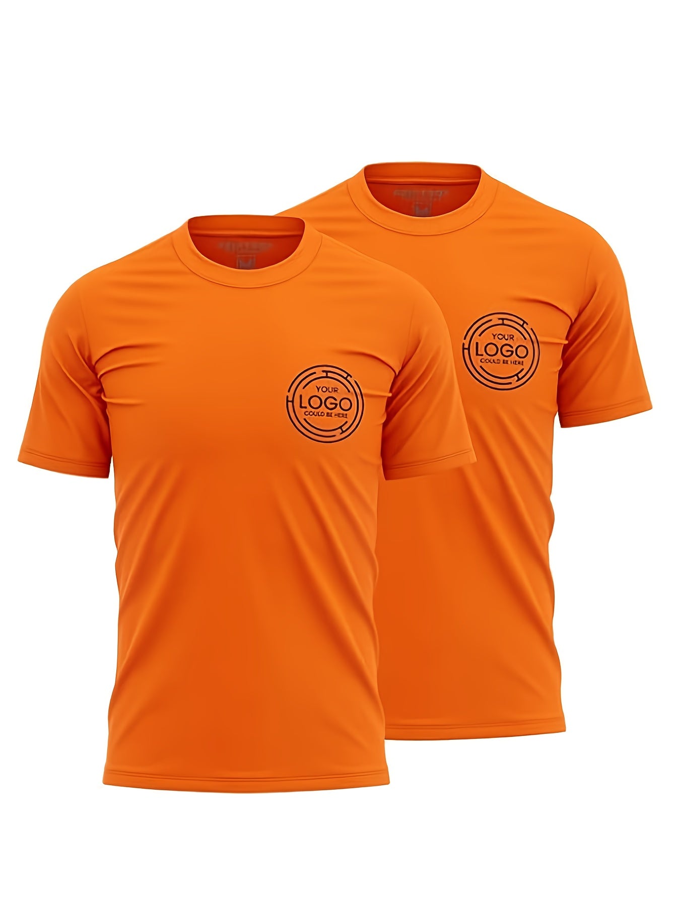 2pcs Men's Quick-Dry T-Shirts - Moisture-Wicking Breathable Gym Shirts with Custom Logo Print, Regular Fit Round Neck for Workout  Casual Wear, Workout Shirts, Durable Sportswear