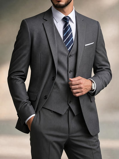 Men's Slim-Fit Two-Button Notch Lapel Suit Jacket