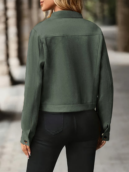 Vintage Suede Stand Collar Jacket for Spring and Fall