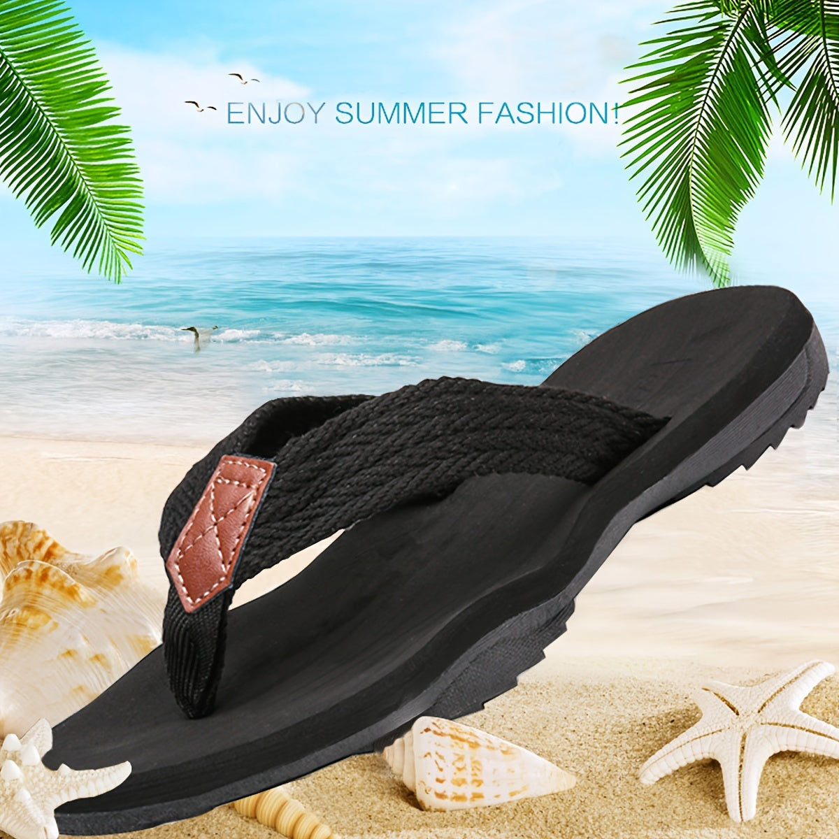 Men's Casual Summer Beach Sandals with Fabric Upper