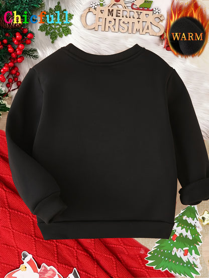 CHICFULL Boys' Hello 2026 New Year's Eve Party Sweatshirt - Glittery Golden Lettering & Number Print, Thickened Warm Round Neck Pullover, All-Season Casual Sweater for 2025-2026 Birthday Celebrations & Casual Attire, Machine