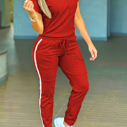 Women'S Casual Solid Color Patchwork Outfit for Spring And Summer