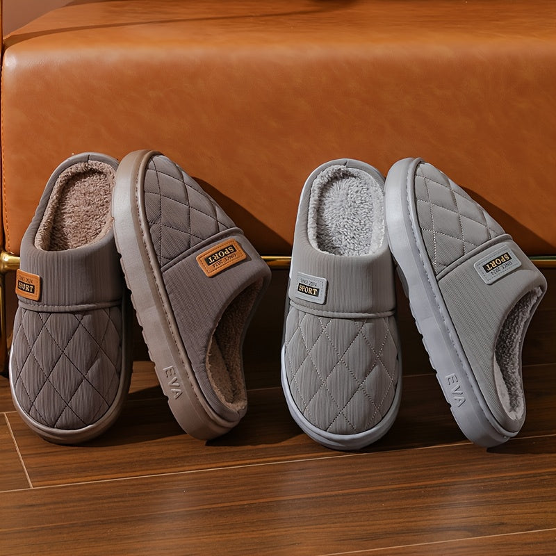 Men's Winter Oversized Slippers with Plush Lining & EVA Sole