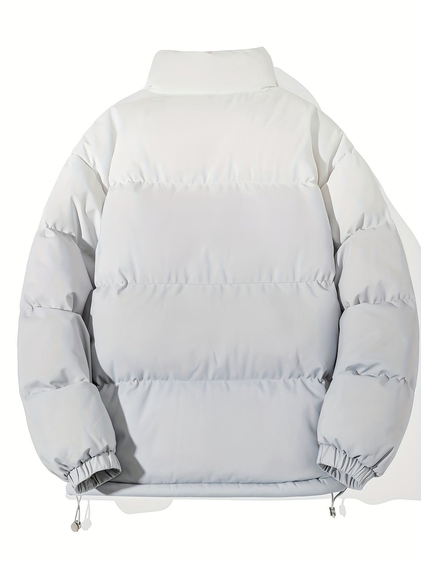 1pc Men'S Street Style Stand Collar Coat, Alphabet Print, Regular Fit, Drawstring Detail, Non-Stretch Woven Polyester, 100% Polyester Filler, Long Sleeve Casual Warm Gradient Jacket for Autumn and Winter