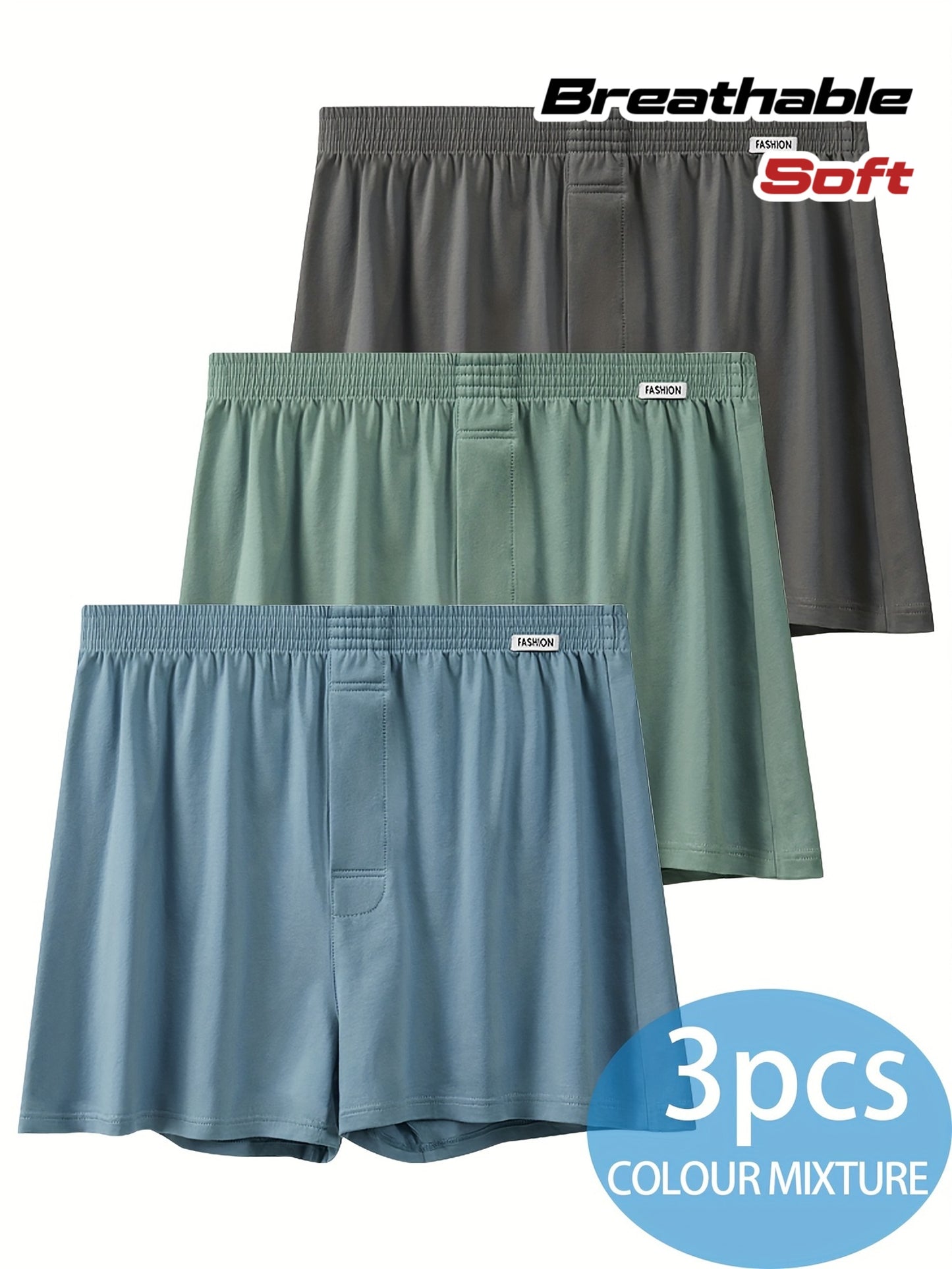 Men's Cotton Straight-Leg Shortie Underwear - 3 Pack