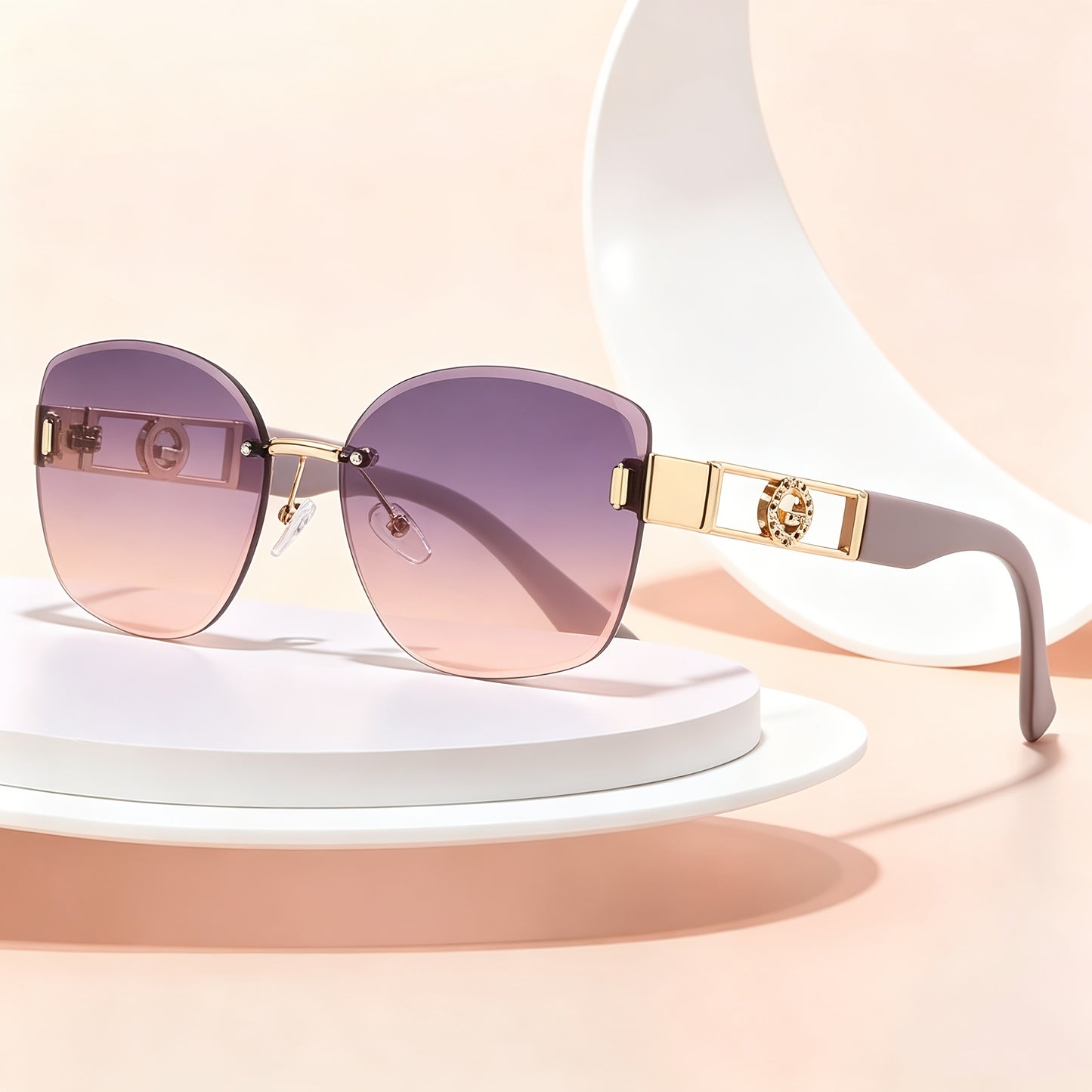 Women's Butterfly Rimless Sunglasses UV400 Protection