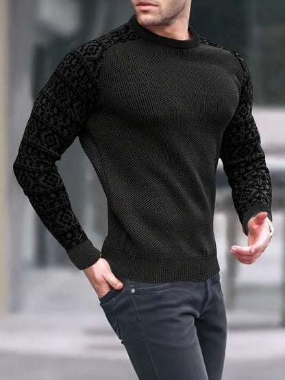 Men'S Long-Sleeve T-Shirt in a Heavy Waffle Knit for Autumn, Perfect for Casual Wear