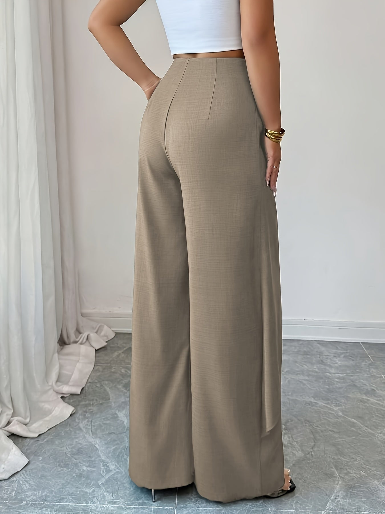 Women's Elegant Wide-Leg Summer Trousers in Solid Color