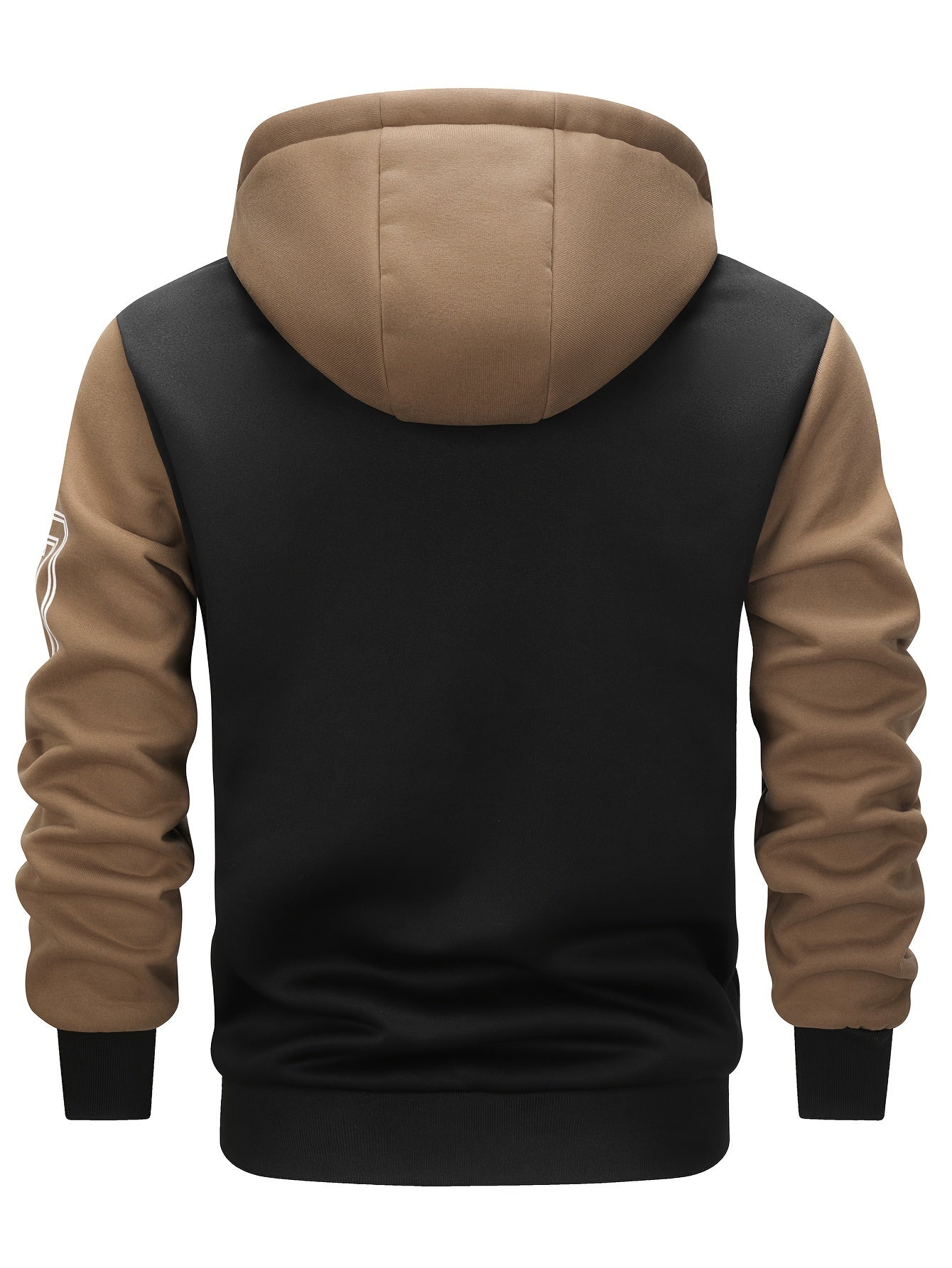 Men's 'BROOKLYN' Pattern Color Blocking Hooded Jacket, Casual Preppy Style Coat For Spring And Autumn Outdoors As Gift