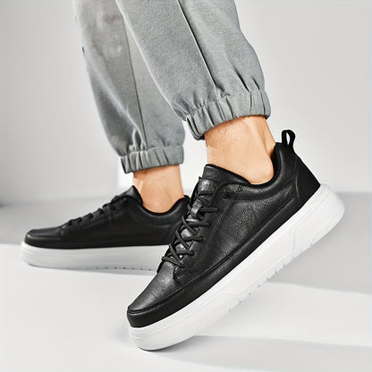 Men's Shoes, Business Casual Low-Top Sneakers for Men - Solid Color Versatile Casual Thick-Soled Lace-Up Shoes, Daily Fashion Simple Trendy Men's Shoes