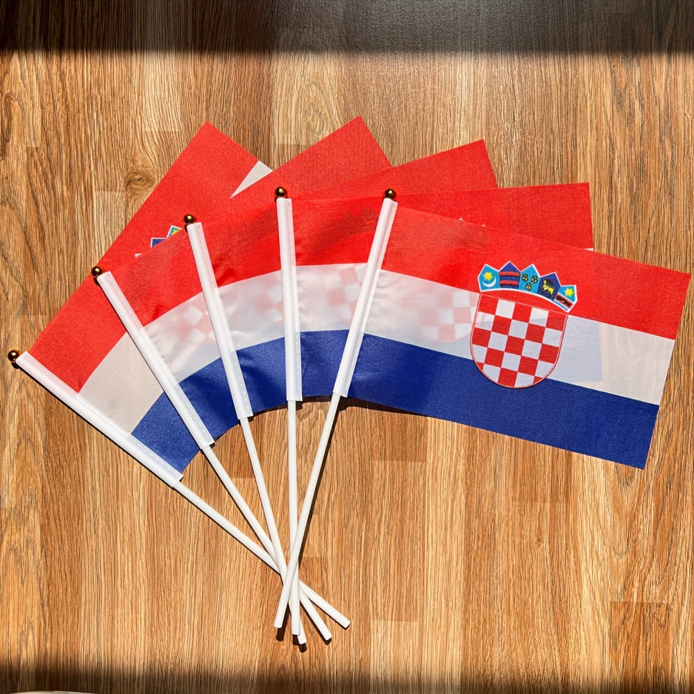 Croatian Handheld Polyester Flag 14x21cm for Events