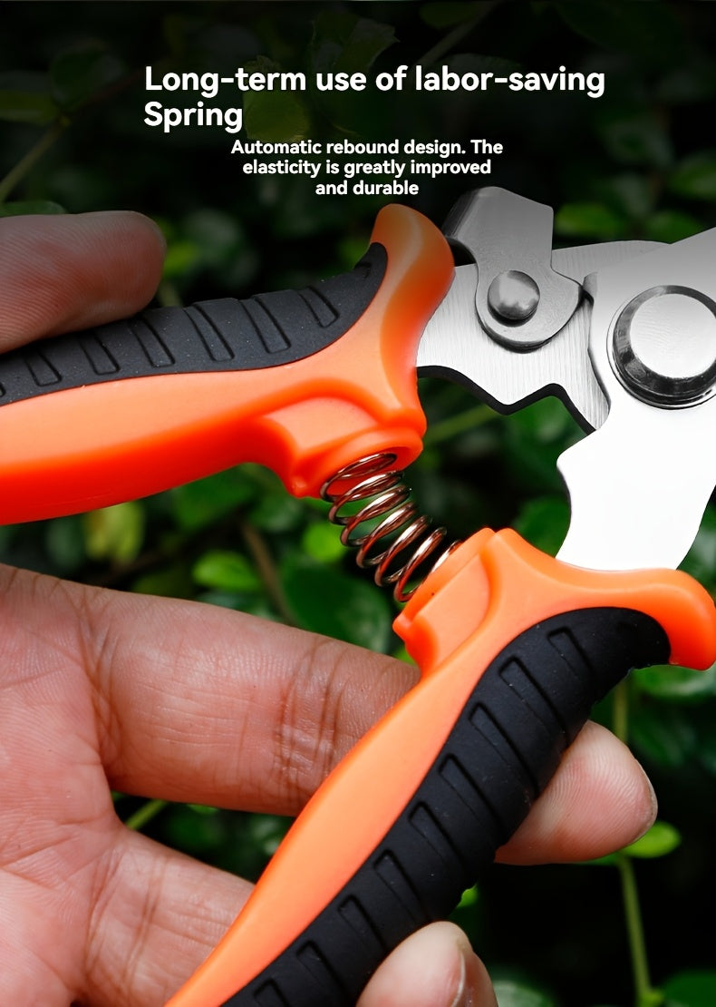Gardening Scissors | Comfortable Grip, Spring-Assisted, Sharp and Non-Slip, Ideal for Pruning Branches and Flowers, Modern Stainless Steel Blades - ayq