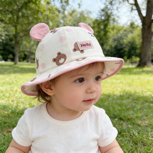 Kids 3D Bear Bucket Hat for Spring and Summer, Lightweight & Breathabl