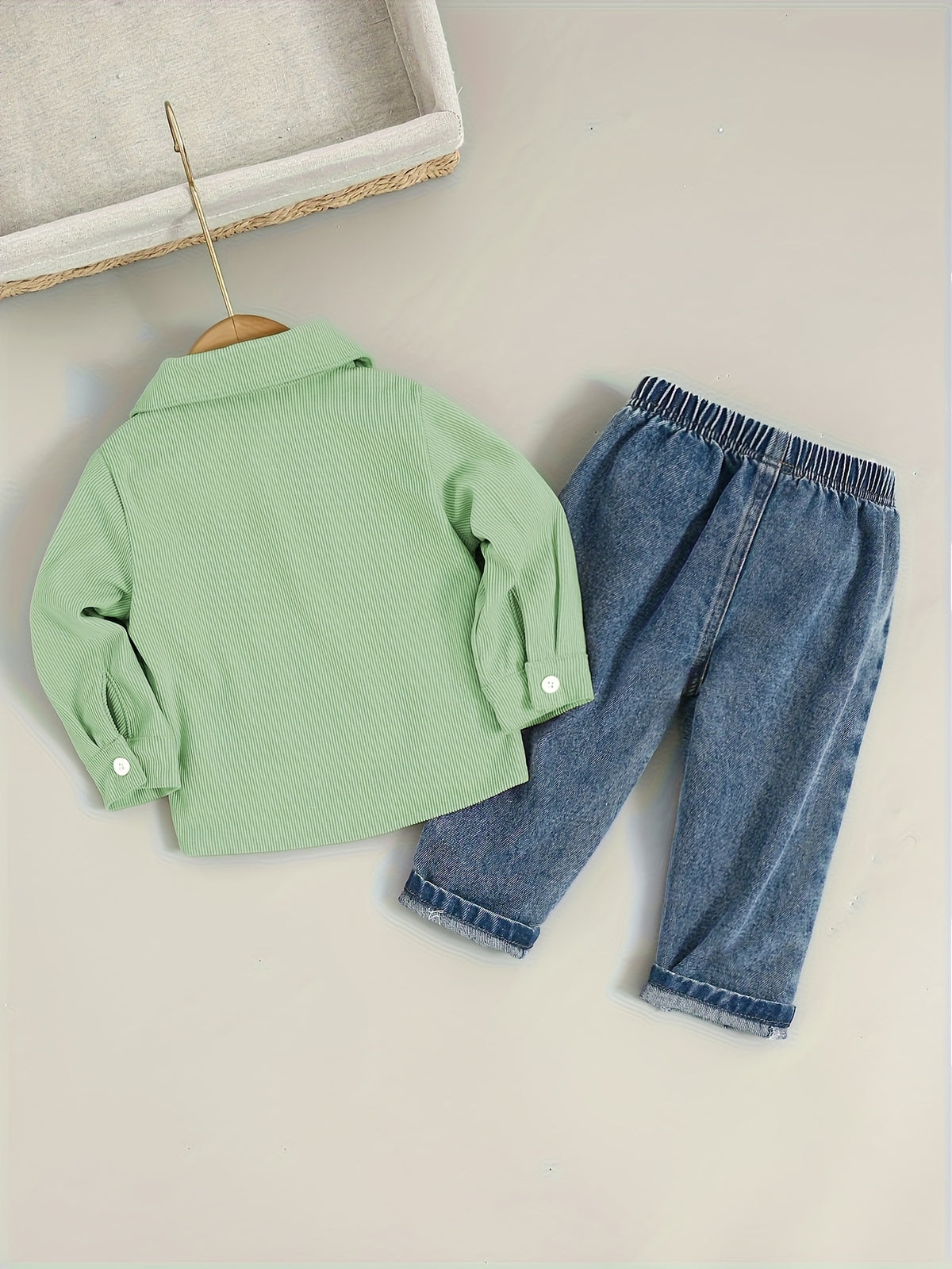 Boys' Cotton Blend Shirt and Jeans Set for Fall/Winter - ayq