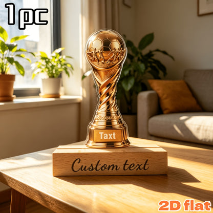 Golden Football Trophy Acrylic Ornament - Customizable Sports Gift