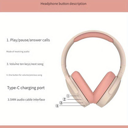 Wireless Headphones 2961 Over-Ear Wrap Style with Retractable Cable, 3.5mm Jack, Push Button Volume Control, Rechargeable Lithium Polymer Battery - Multifunctional with Card Slot and Wired Connectivity Options