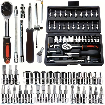 Multifunctional Car Repair Tool Set | High-Hardness Chrome Vanadium Steel, Universally Applicable for Home and Professional Garages, Mechanical Operation