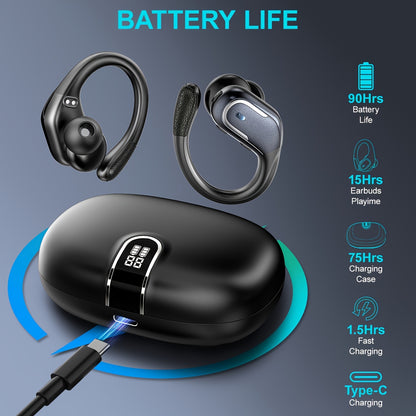 LIFEBEE New Wireless Earbuds for Running Sports, Wireless Earphones with Earhooks Pure Bass Sound, Over Ear Headphones with Dual-LED Display, Earphones Noise Cancelling Headset Built-in Microphone