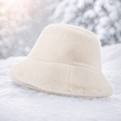 Women’s Soft Plush Bucket Hat – Warm Fall Winter Casual Hat
