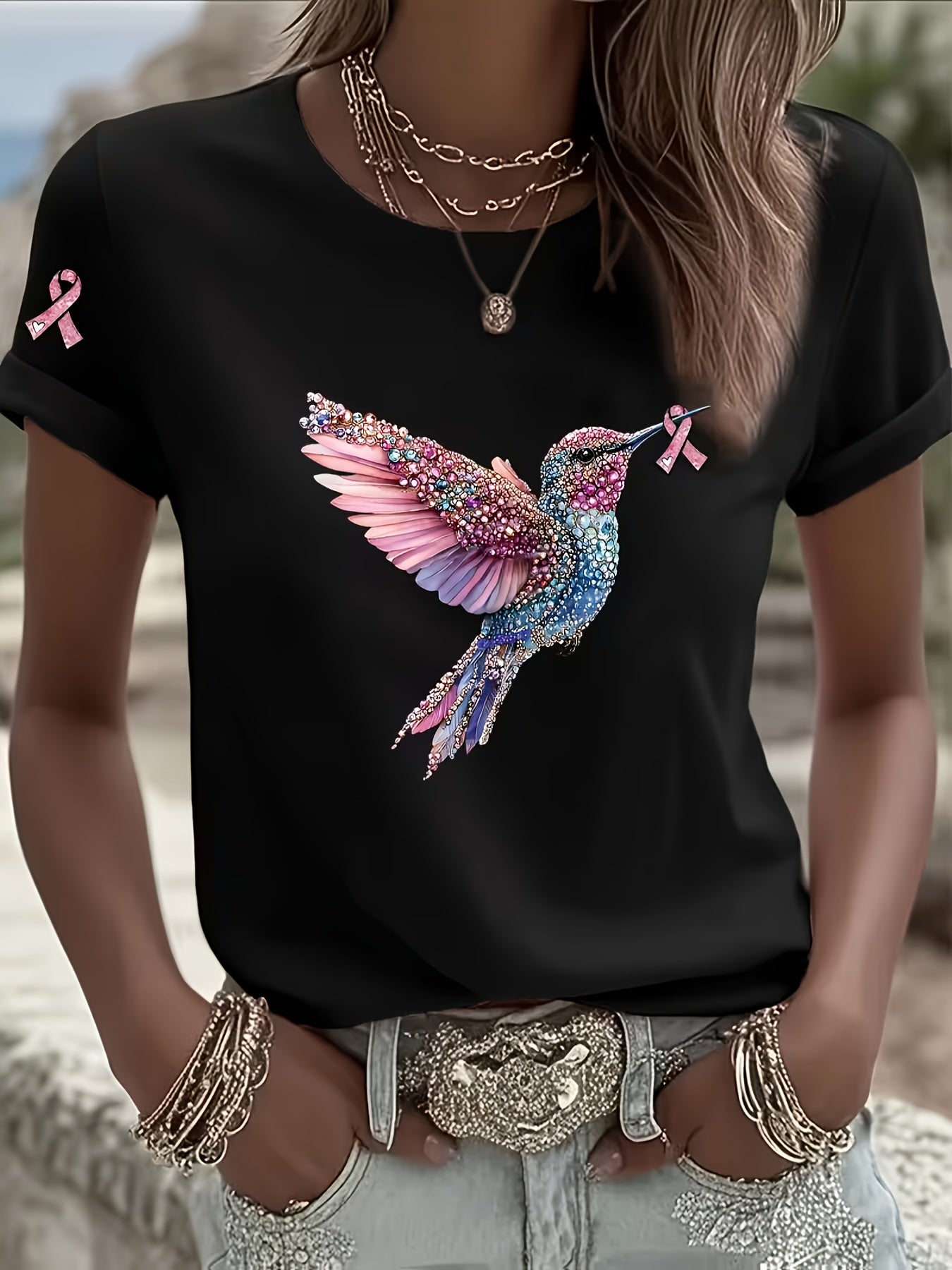 Women's Casual Summer T-Shirt with Animal Print