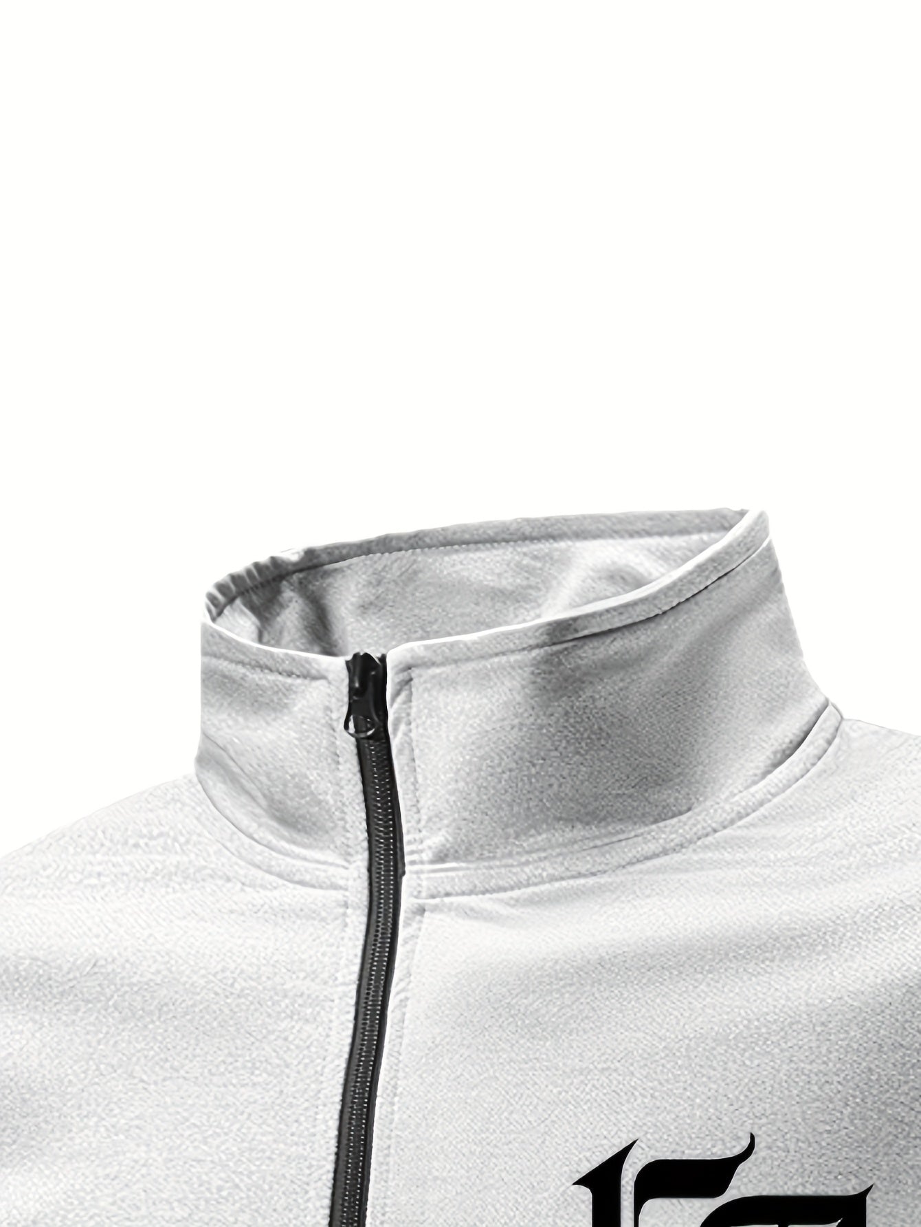 Casual Print Full-Zip Men'S Sportswear Set, Suitable for Gym Workouts And Running, Includes a Long-Sleeve Stand-Up Collar Jacket And Elastic Waist Joggers in a 2pcs Set