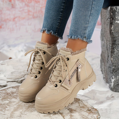 Women'S Winter Snow Boots - Warm Lined, Non-Slip, High-Top Outdoor Casual Shoes with Ribbed Cushioning, Black, Perfect for Cold Weather Activities, Winter Footwear | Stylish Winter Boots | Durable Footwear