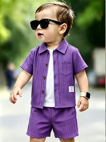Baby Boy Summer Shorts Set with Short Sleeve Shirt