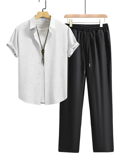 Men's Casual Shirt and Pants Set, Lightweight Summer Essentials