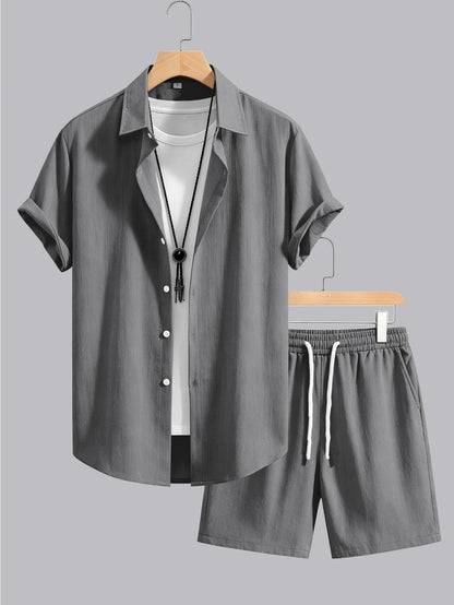 Men's Summer Casual Shirt & Shorts Set - Lightweight, Breathable