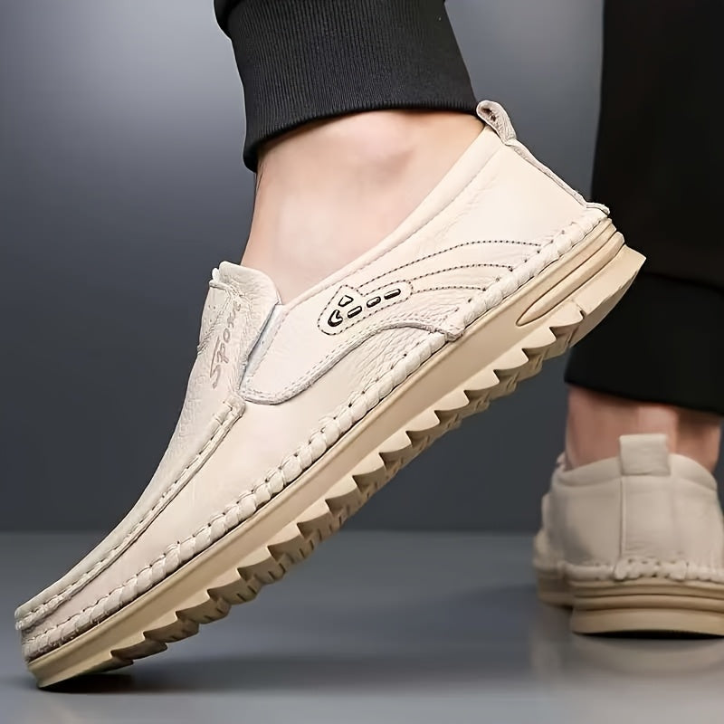 Handcrafted Men's Casual Cowhide Shoes with Soft PU Soles