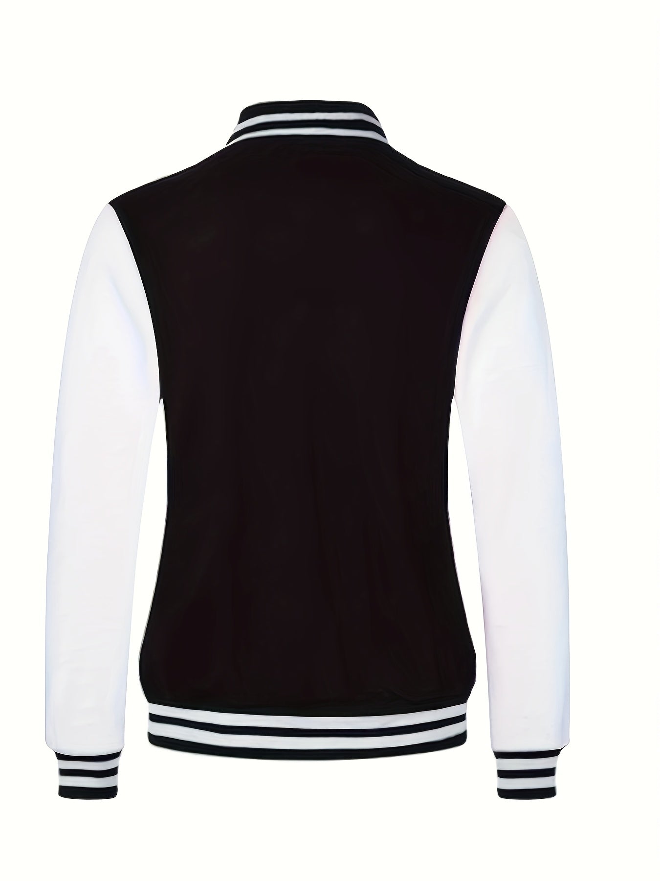 Men'S Casual Baseball Jacket - Stylish Black with White Stripes, Button-Up, Long Sleeve, Perfect for Spring & Fall, Casual Attire, Casual Wear|Baseball Jacket| Constructio