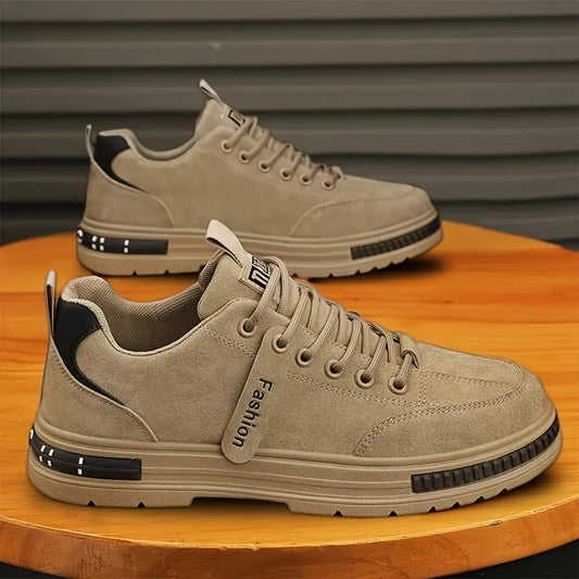 Men'S All-Season Low Top Sneakers, Solid Color, Non-Slip Durable Sports Casual Shoes, Breathable Fabric Lining, Round Toe, Lace-Up Closure, Faux Upper, PVC Sole, Cloth Insole - Versatile for Casual  Sports Use