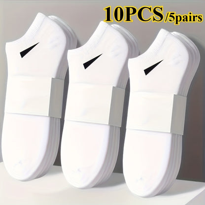 Unisex Casual Sports Ankle Socks 10pcs Breathable & Sweat-Proof