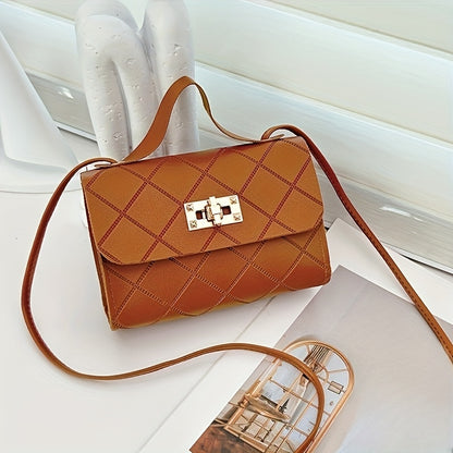 A Minimalist Striped Small Square Bag, Crossbody Style, with a Turn-Lock Closure, Perfect for Commuting, Shopping, And Leisure. an Ideal Gift for During Holidays, Suitable for Couple Trips, Work, Office Use, Balls, Parties, W