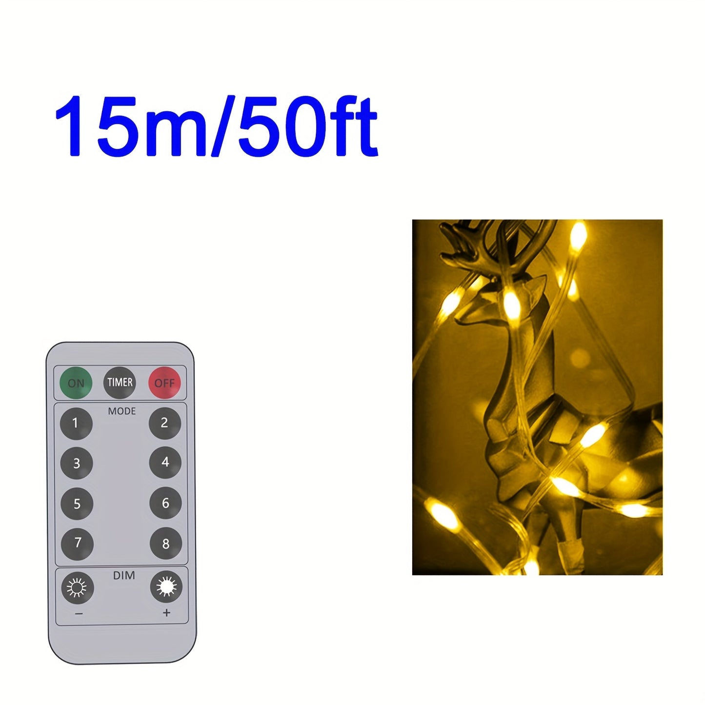 USB-Powered LED Fairy Tale String Lights - Outdoor/Indoor Dimmable Fairy Lights with Remote Control, Yellow Glow Effect, for Halloween, Christmas, Weddings, Parties - Durable Plastic Wire Garland Decorations