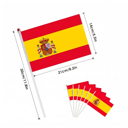 Spanish Handheld Flags 6 or 12-Pack for Sports & Party Decor