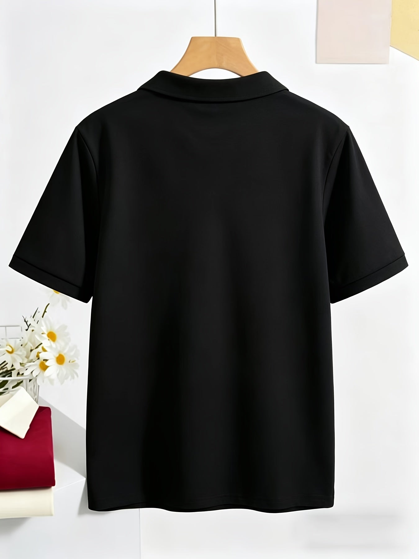 Women's Casual Loose-Fit Polo T-Shirt in Solid Colors