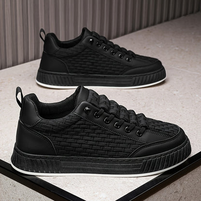 [Urban Appeal] Trendy Solid Color Low Top Sneakers, All-Season Lace-Up Casual Shoes with Faux Upper, Fabric Inner, Rubber Sole, and Comfortable Cloth Insole, Versatile Trainers   Modern Sneakers   Durable Rubber Sole