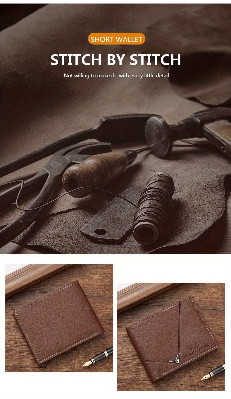 Customizable Name Men'S Wallet | Short Youth Fashion Wallet with Multi Slot Lychee Pattern, Ideal for Father'S Day, Valentine'S Day, Wedding, Groom'S Father and Boyfriend Exclusive Gift