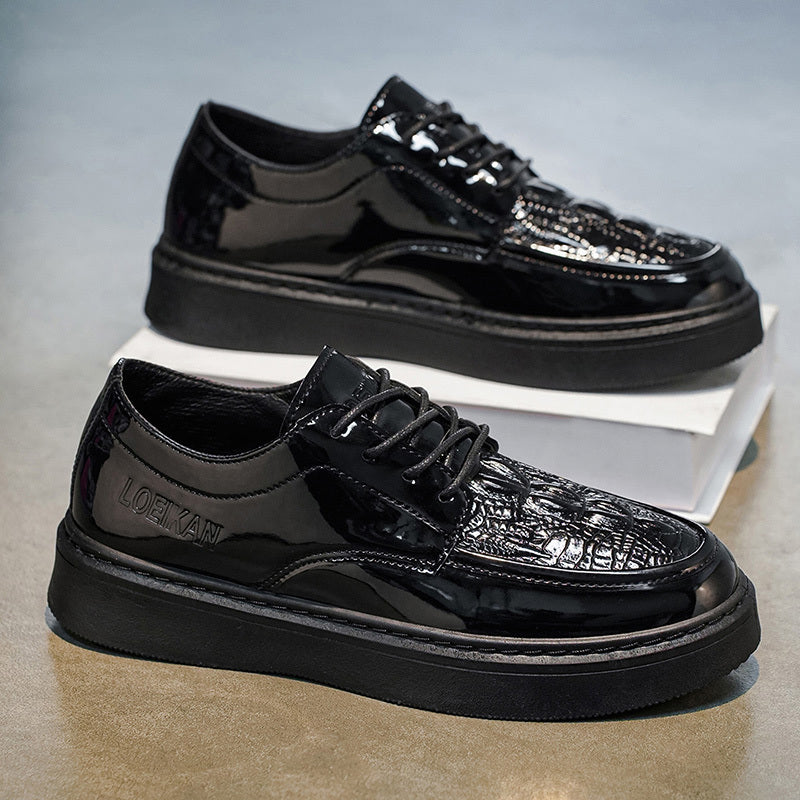 [sneakers] LOEIKAN New Men'S Black Minimalist Comfortable Business Casual Shoes Trendy Fashionable Versatile Wedding Party High Quality Durable British Style Formal Large Size Men'S Shoes