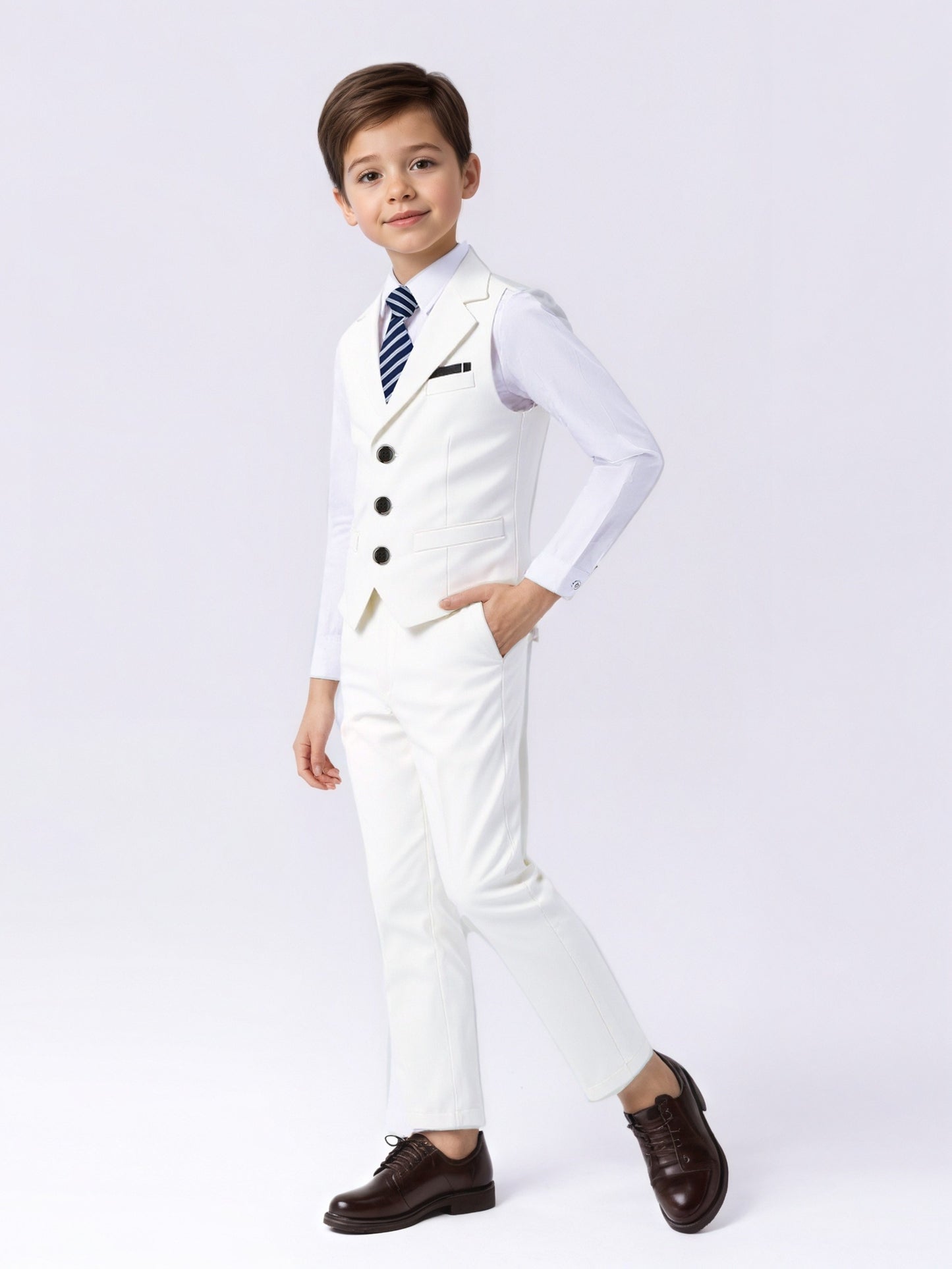 Boys' Casual Suit Vest, Pants & Tie Set for Formal Occasions