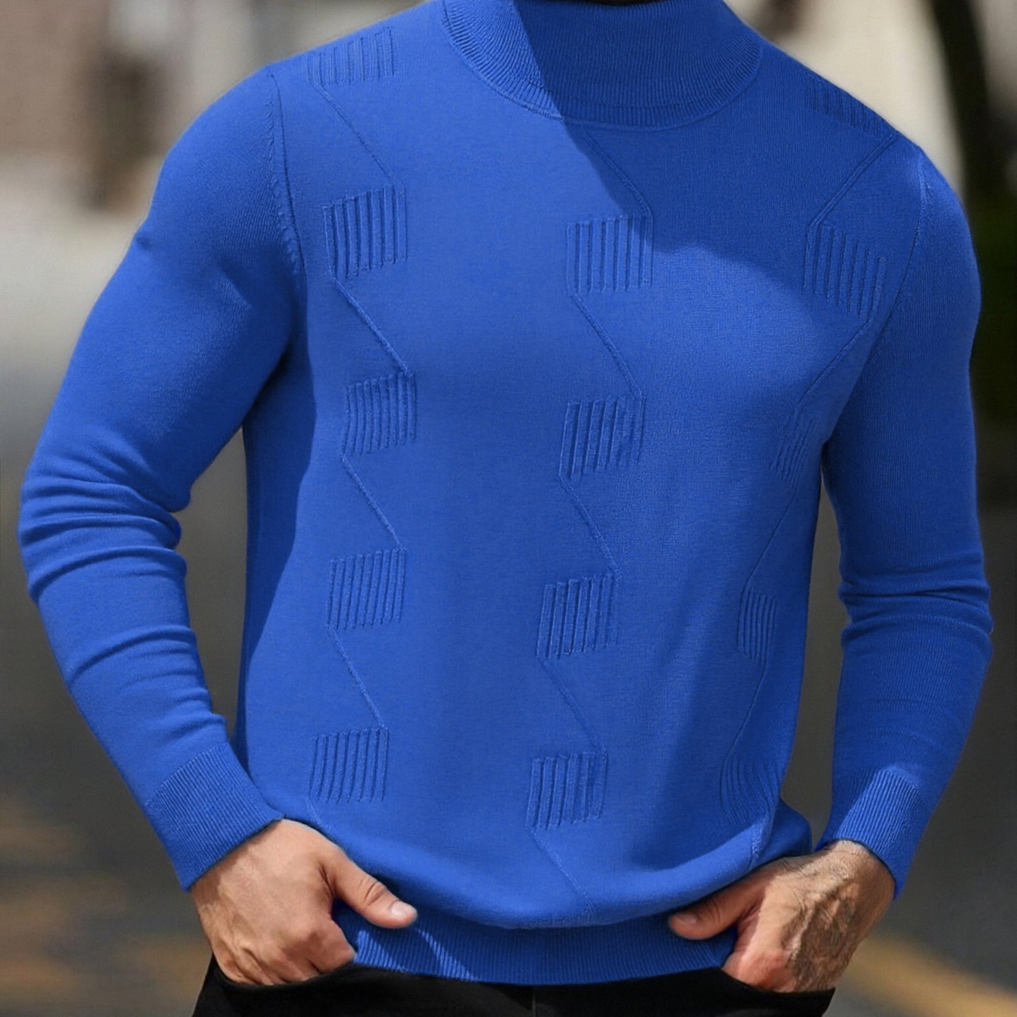 Men's Autumn/Winter High-Neck Sweater, Men's Winter High-Neck Pullover Knit Sweater, Men's Winter Clothing, Men's Sweater, Christmas Sweater, Men's Christmas Sweater, Winter Men's Apparel, New Year's Apparel, Men's Christmas
