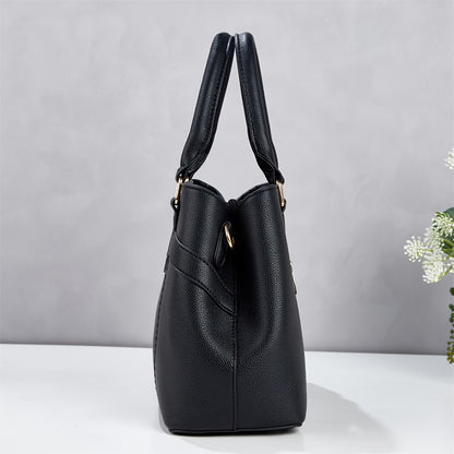Women’s 2-Piece Faux Leather Quilted Bag Set with Removable Strap