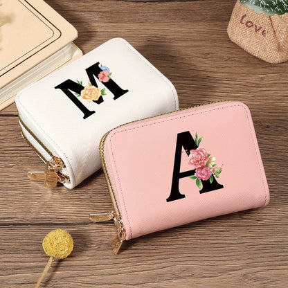 Women's Lightweight Wallet - Compact Zipper Purse with Multiple Card Slots & Coin Pocket, Elegant Monogram Initials, Secure Closure for Everyday, Travel, Gift - Women's Credit Card Organizer, Everyday Carry Purse, Stylish Ini