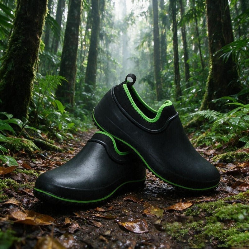 Men's Lightweight PU Rain Boots Slip-On Outdoor Shoes
