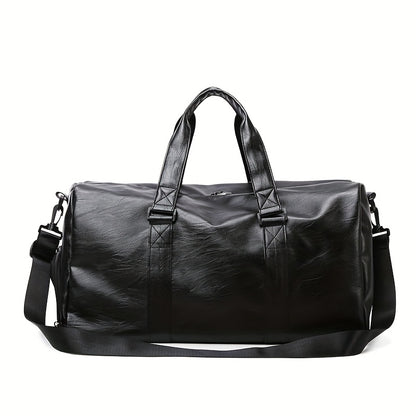 Large Capacity Lightweight Durable Business Travel Bag - Black Polyester Gym Duffel with Adjustable Shoulder Straps & Zipper Closure for Commuting, Weekend Trips, Daily Commute, Commuting Essentials, Minimalist Design, Reinfo
