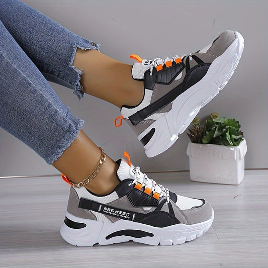 Women'S Lightweight Height-Boosting Sneakers - Stylish Color-Blocking Design, Comfortable Fabric  Synthetic Upper, EVA Sole, All-Season Versatile Shoes for Casual  Formal Outfits, Versatile Fashion Shoes   Colorblock Sneake