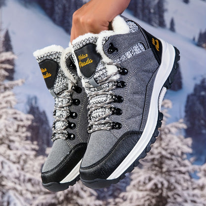 Men'S Heavy-Duty Winter Snow Boots - Thick-Soled Short Boots with Plush Lining & Non-Slip TPR Sole, Mid-Calf Hiking & Climbing Shoes for Ice Climbing, Snowshoeing & Outdoor Adventures, Winter Boots, Hiking Footwear, Sporty De