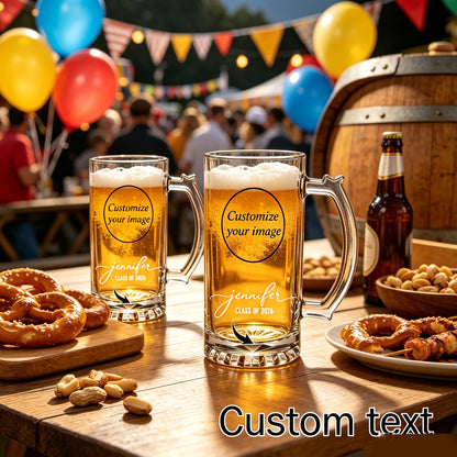 Custom Large-Capacity Beer Mug with Personalized Image & Text