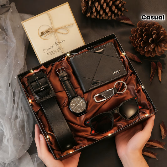 Men'S Geometric Wallet & Coin Purse Set - Compact Slim Wallet with Golden-Tone Hardware, & Brown Minimalist Design, Golden-Tone Hardware & Zipper Closure, Small Wallet